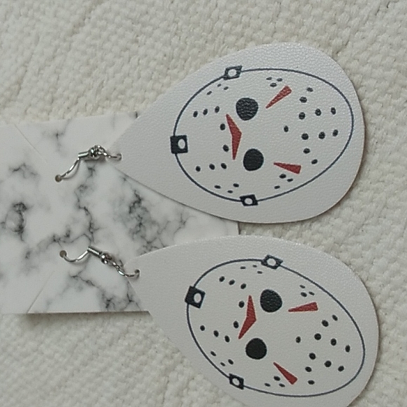 Halloween Horror Faux Leather Hypoallergenic earrings Jason - Picture 1 of 2